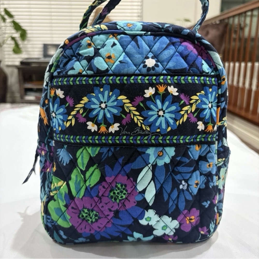 Vera Bradley Lunch Bag Quilted Floral Blue Multicolor Insulated Lunch Tote